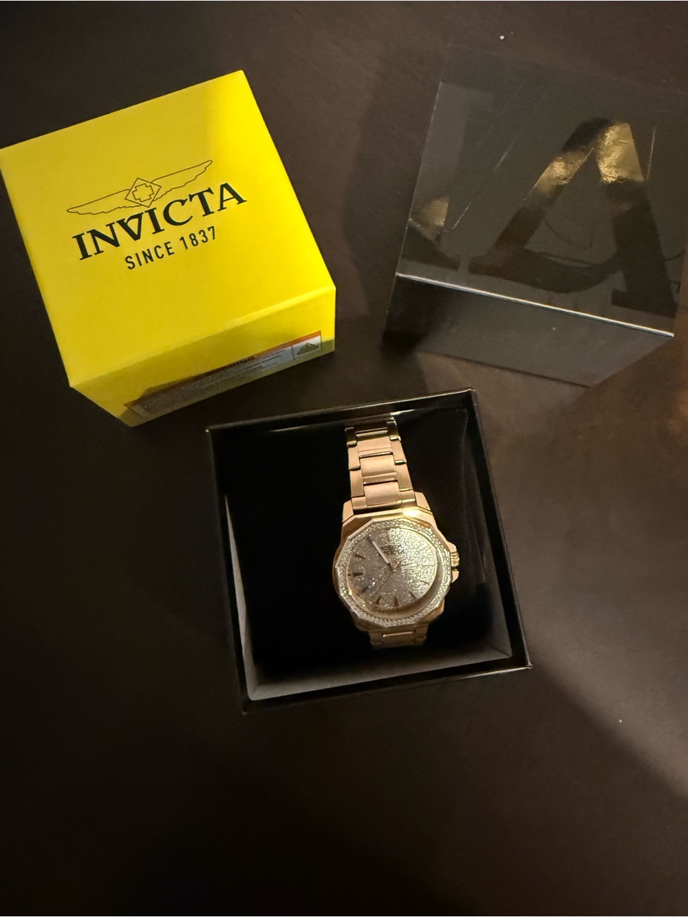 Invicta Men's Rose Gold Crystal Accent Bracelet Watch